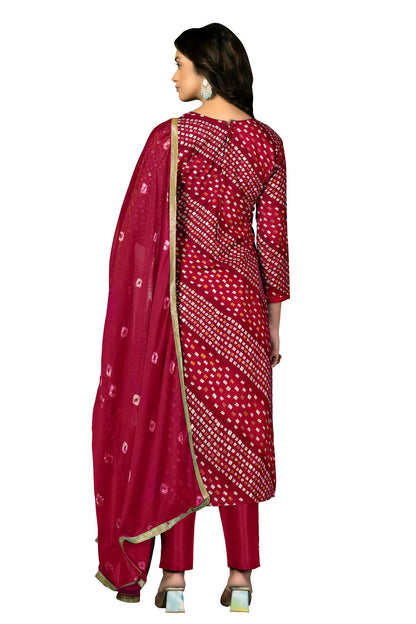 Pink Colour Unstitched Jam Cotton Fabric Straight Suit