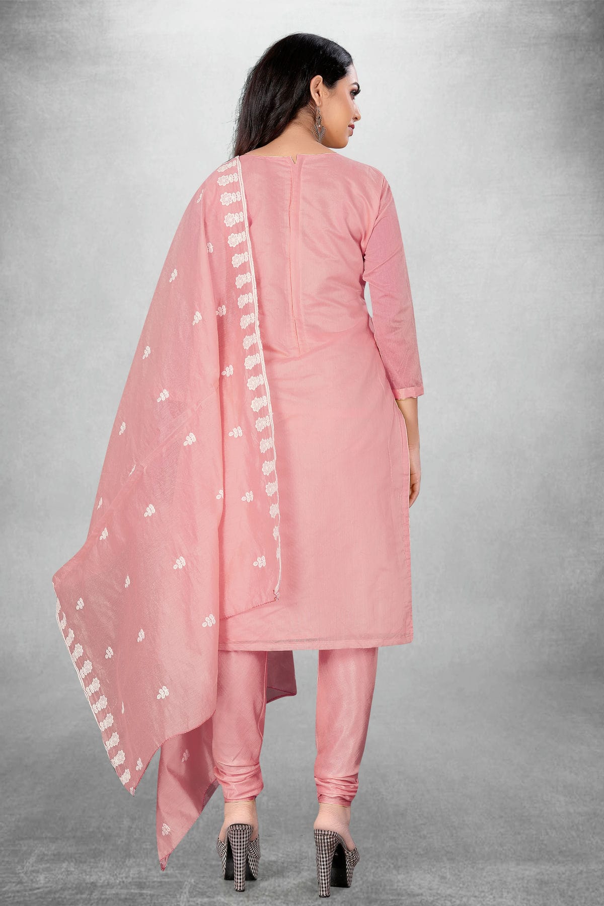 Pink Colour Unstitched Modal Chanderi Churidar Suit