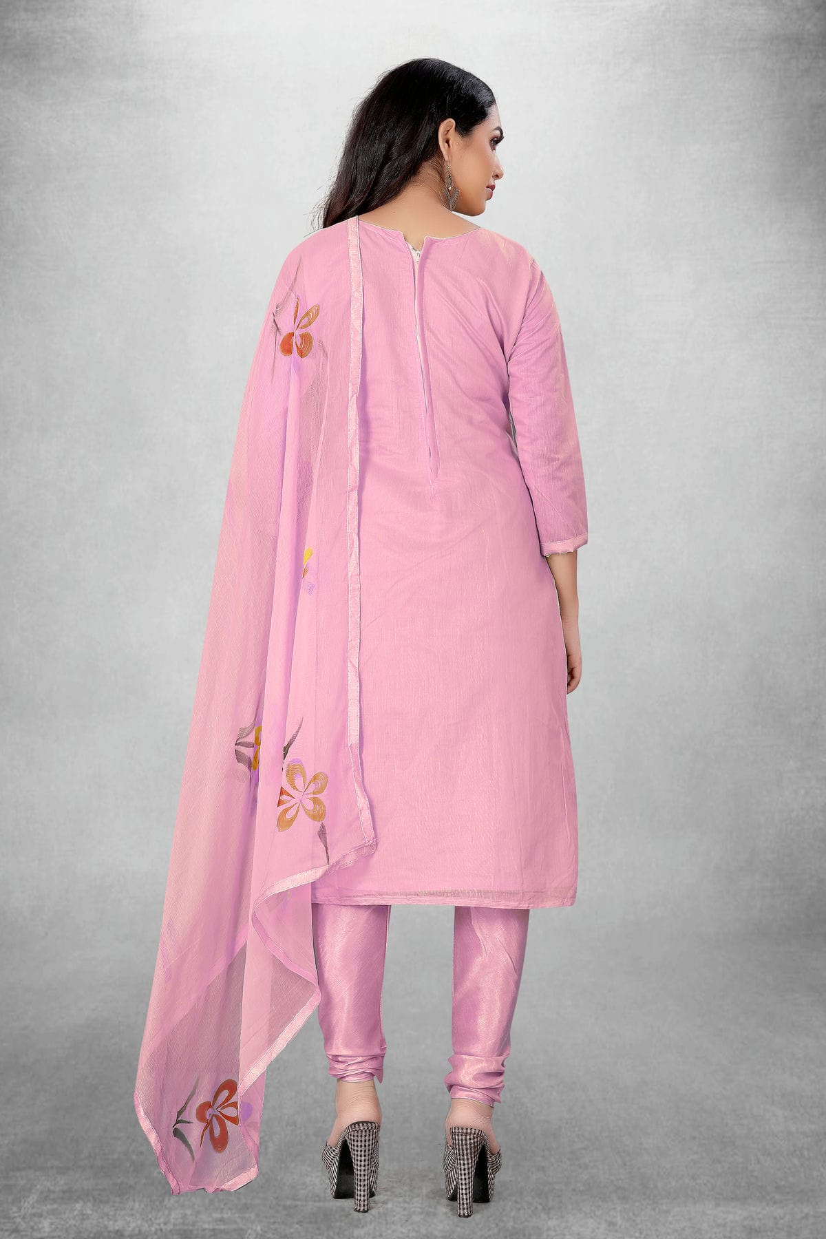 Pink Colour Unstitched Modal Cotton Churidar Suit