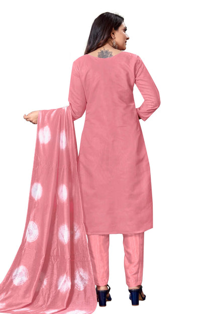 Pink Colour Unstitched Modal Cotton Straight Suit