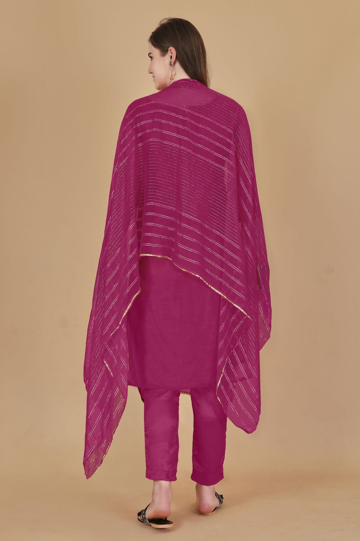 Pink Colour Unstitched Organza Jacquard Fabric Straight Suit