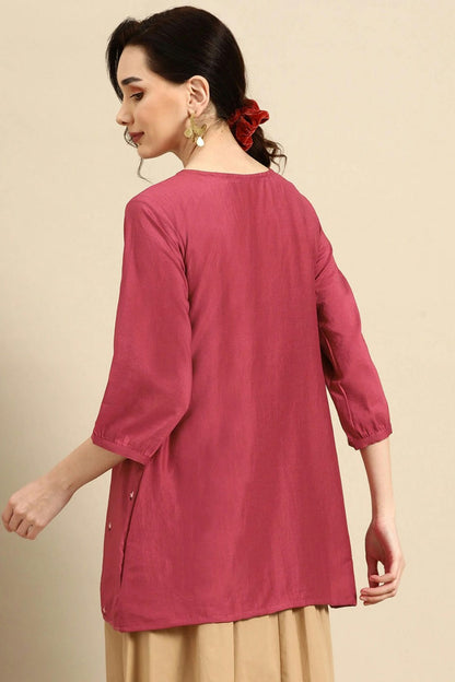 Pink Colour Viscose Rayon Readymade Top