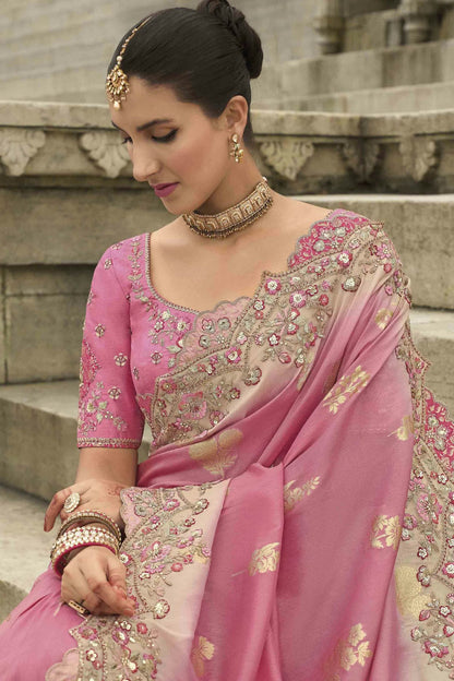 Pink Colour Viscose Tissue Silk Designer Saree VSSD1112660