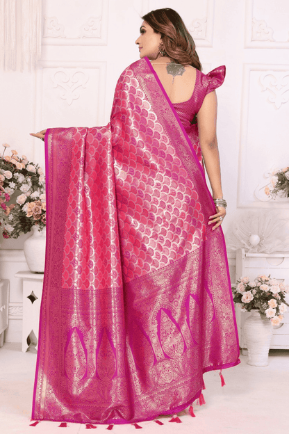 Pink Colour Woven Work Banarasi Silk Traditional Saree VSSD1250239