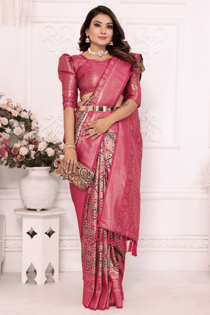 Pink Colour Woven Work Banarasi Silk Traditional Saree VSSD1250241