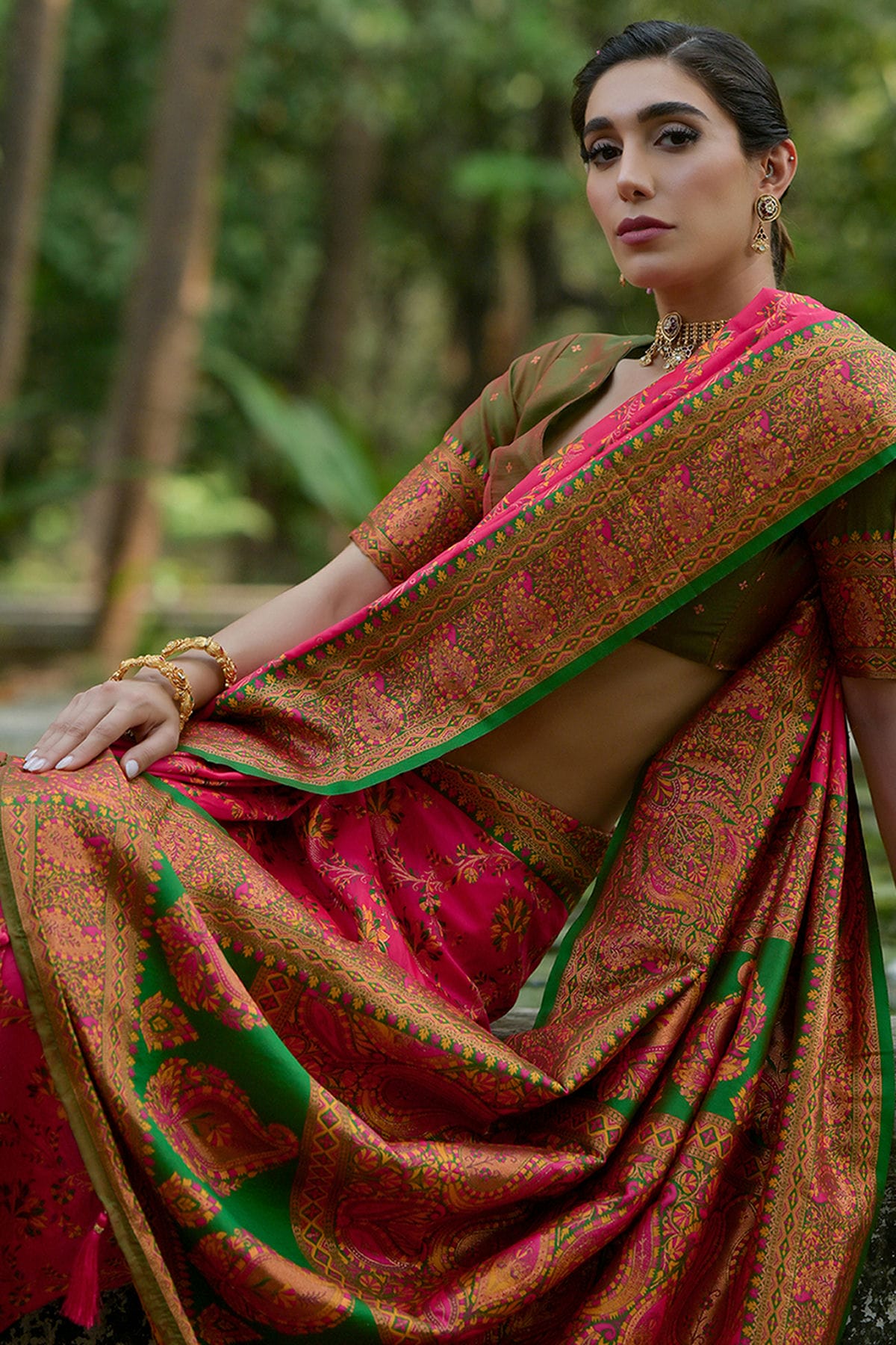 Pink Colour Woven Work Pashmina Silk Saree VSSD1260030