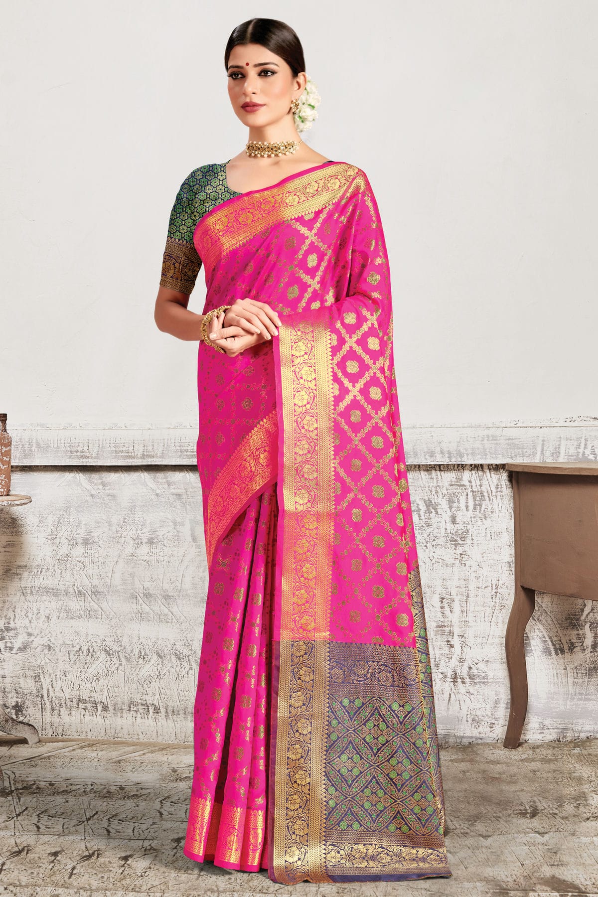 Pink Colour Woven Work Patola Silk Saree