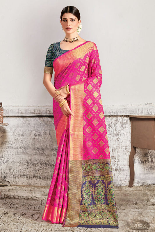 Pink Colour Woven Work Patola Silk Saree