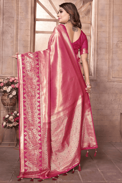 Pink Colour Woven Work Pure Banarasi Tissue Silk Traditional Saree VSSD1250288