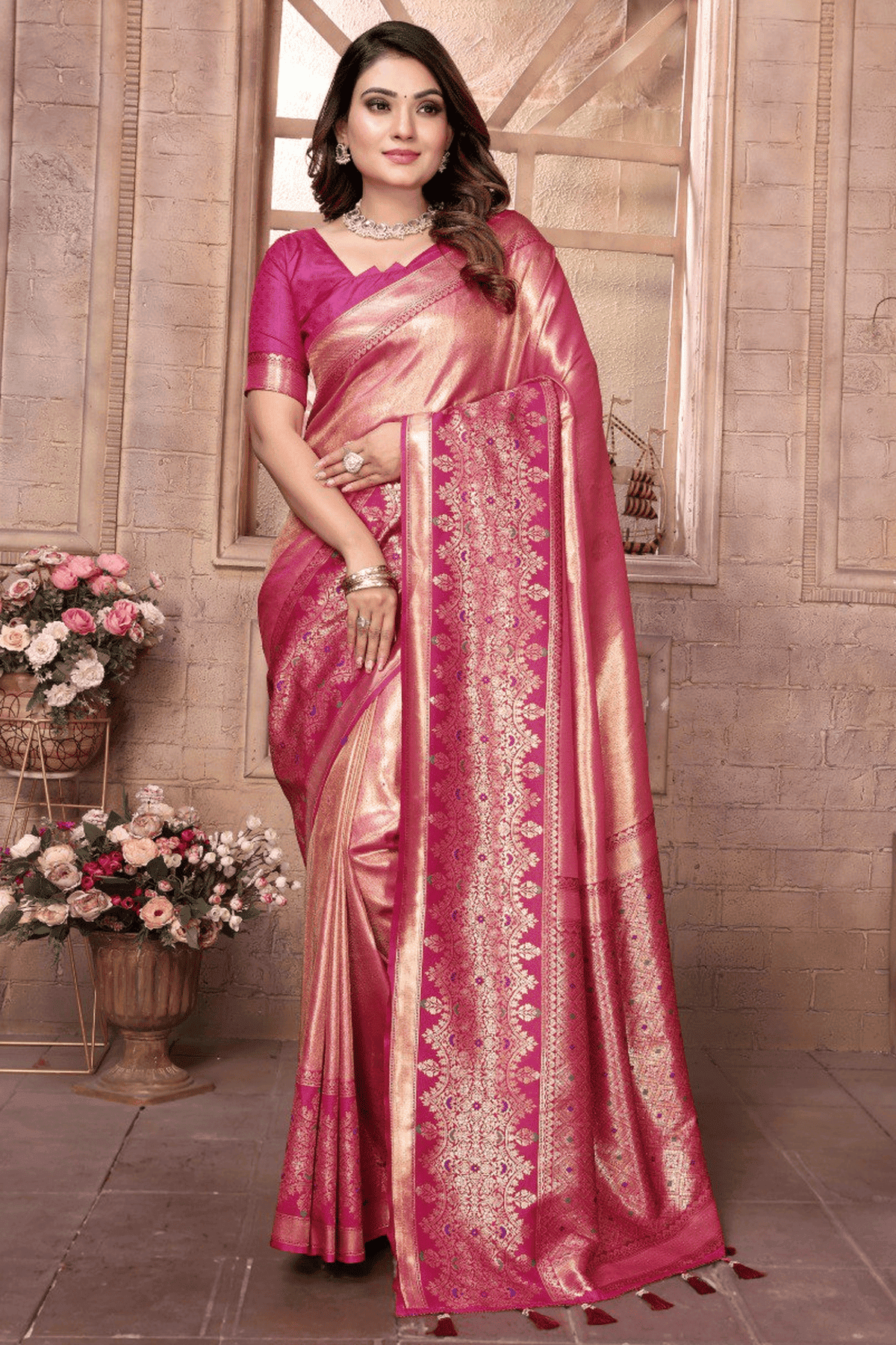 Pink-Colour-Woven-Work-Pure-Banarasi-Tissue-Silk-Traditional-Saree-VSSD1250288