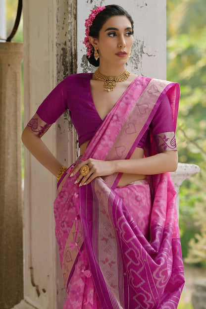 Pink Colour Woven Work Raw Silk Saree VSSD1260038