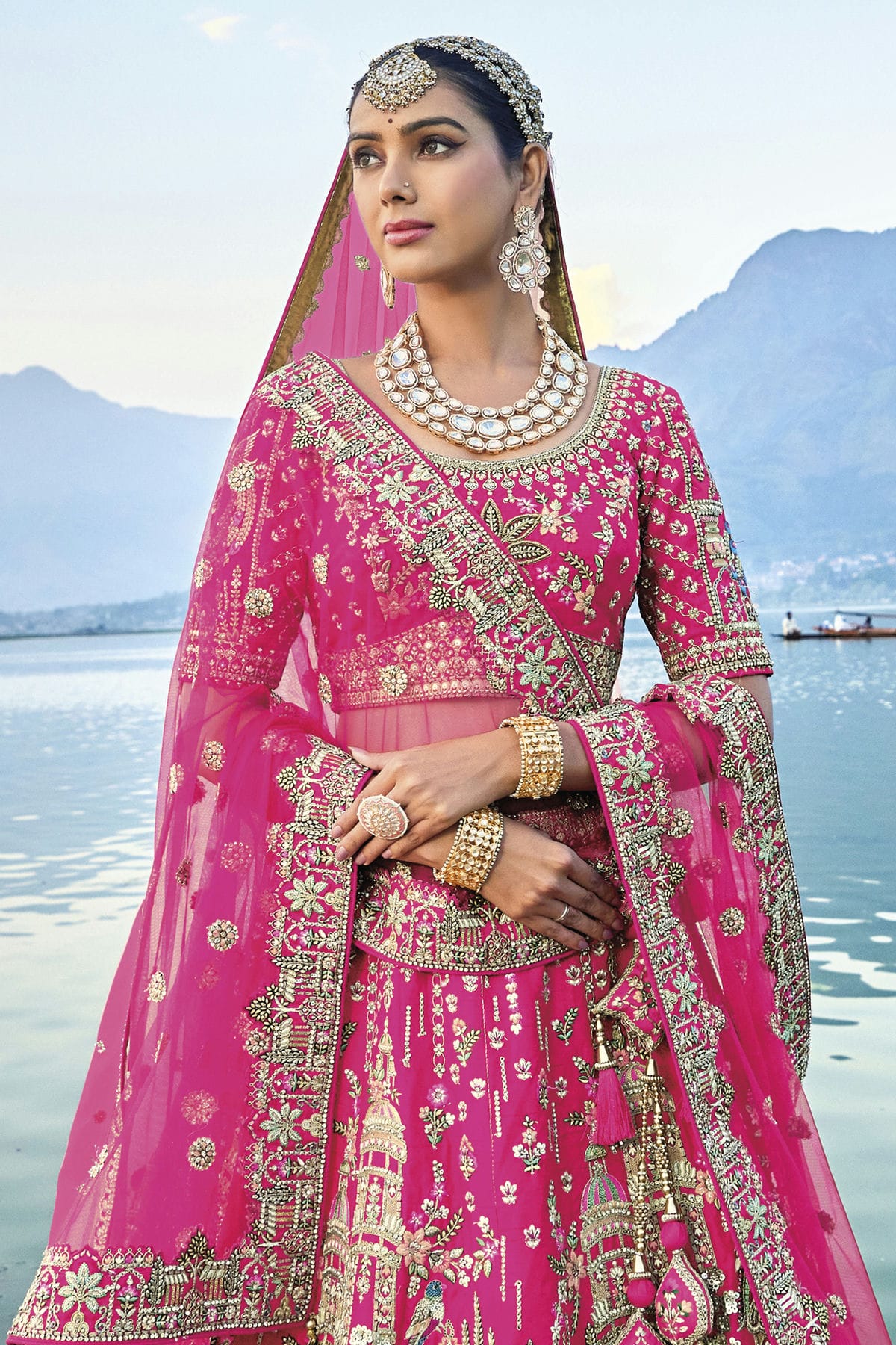 Pink Embroidery Silk Lehenga Choli