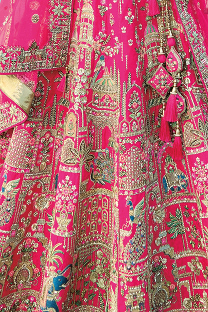 Pink Embroidery Silk Lehenga Choli