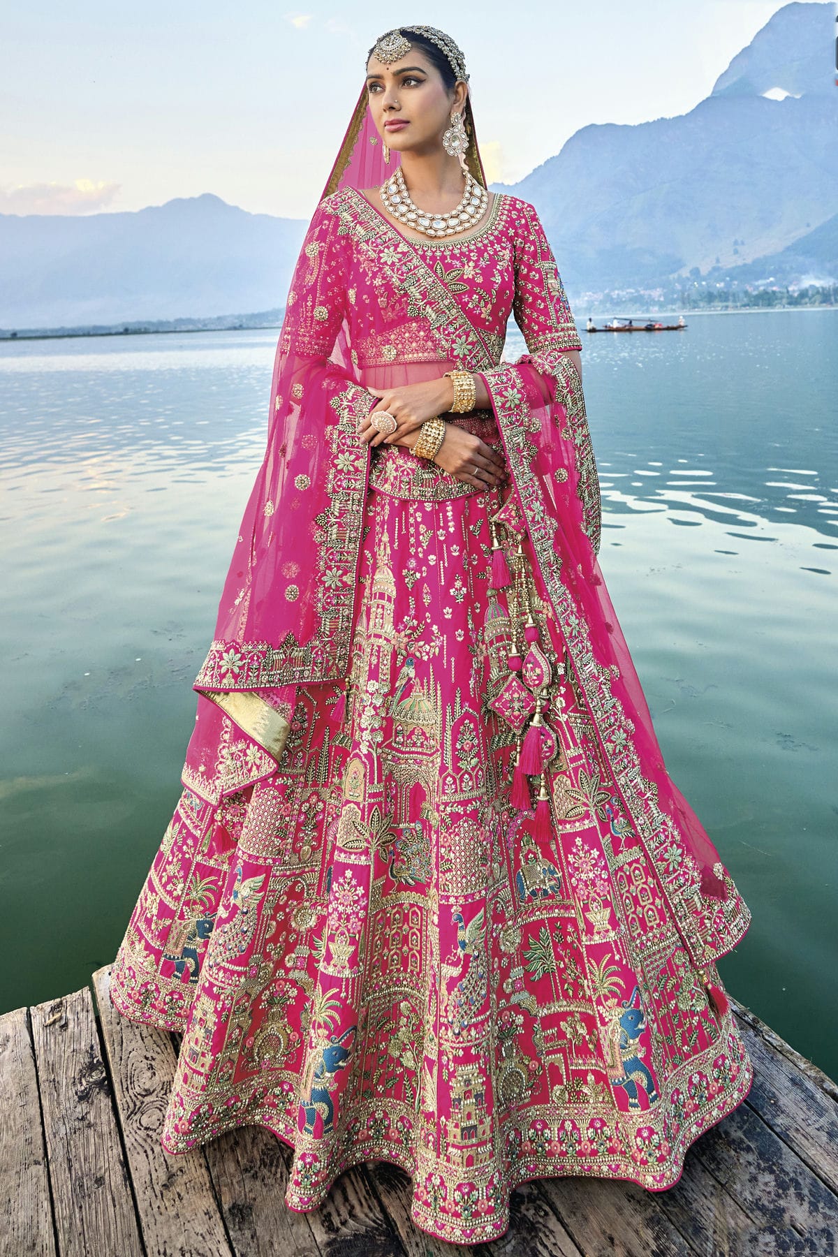 Pink Embroidery Silk Lehenga Choli