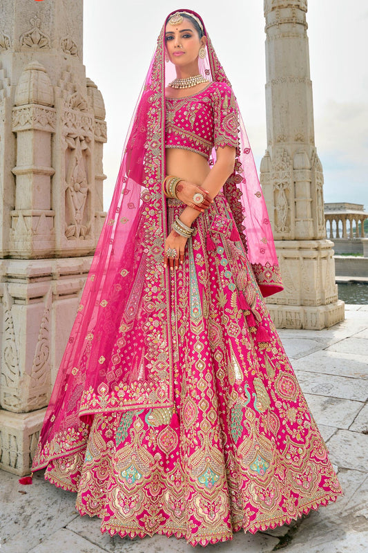 Pink Embroidery Silk Lehenga Choli