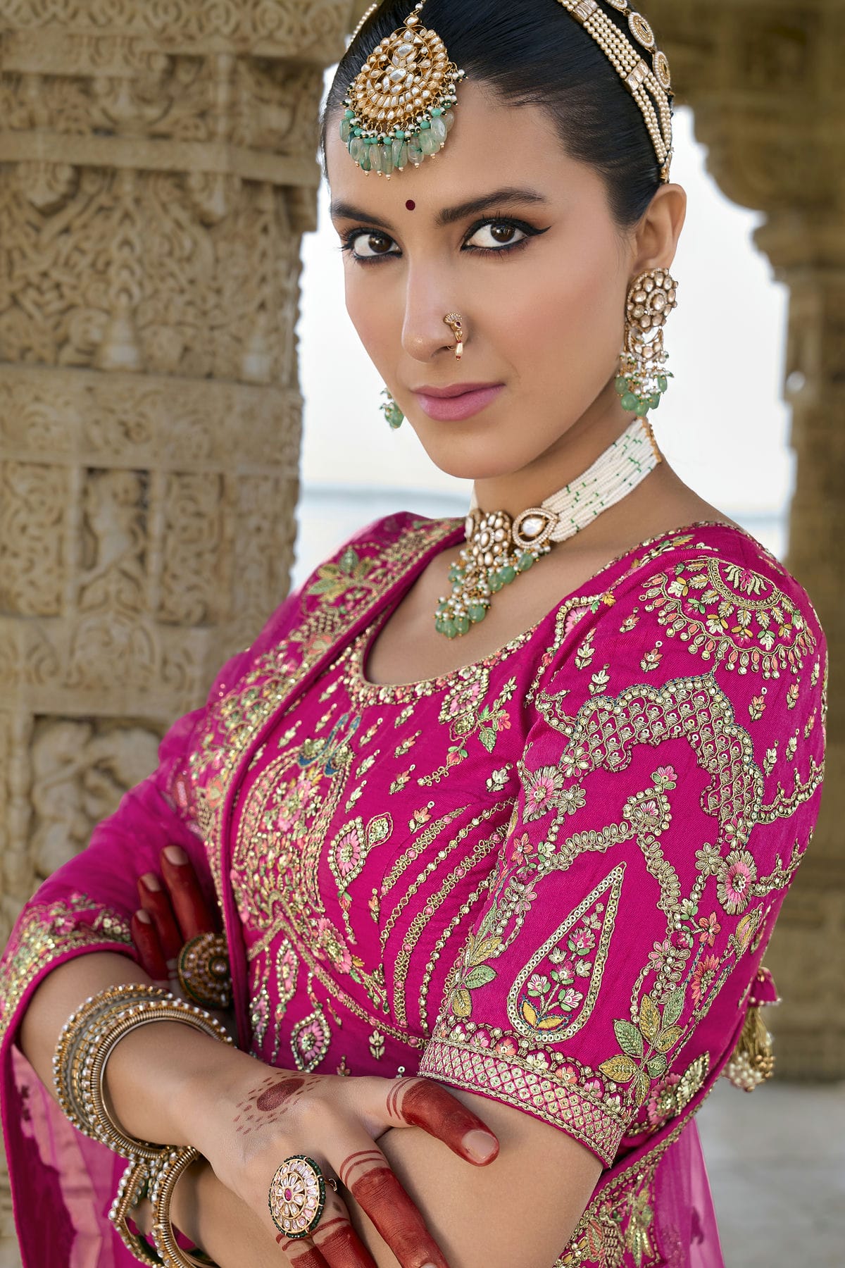 Pink Embroidery Silk Lehenga Choli