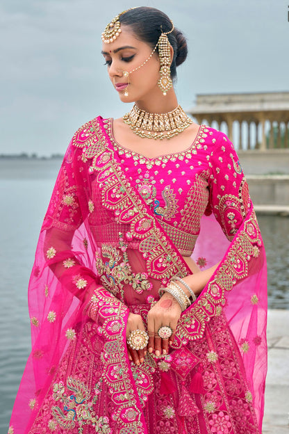 Pink Embroidery Silk Lehenga Choli VSLC1290134