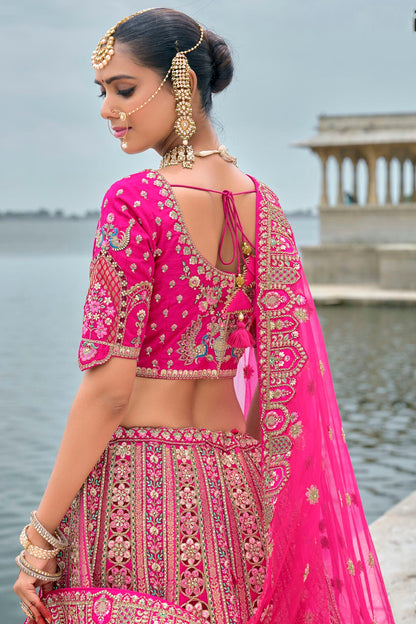 Pink Embroidery Silk Lehenga Choli VSLC1290134