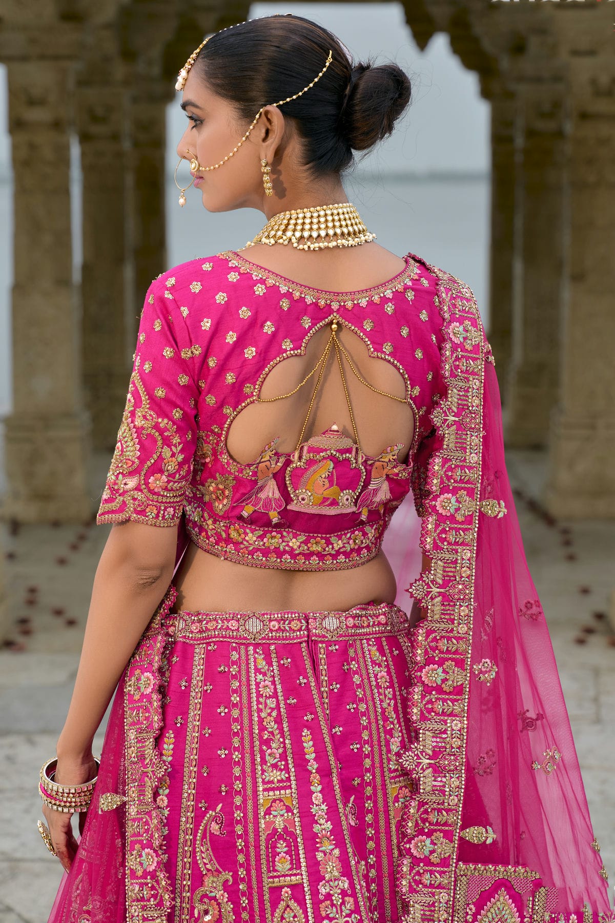 Pink Embroidery Silk Lehenga Choli VSLC1290135