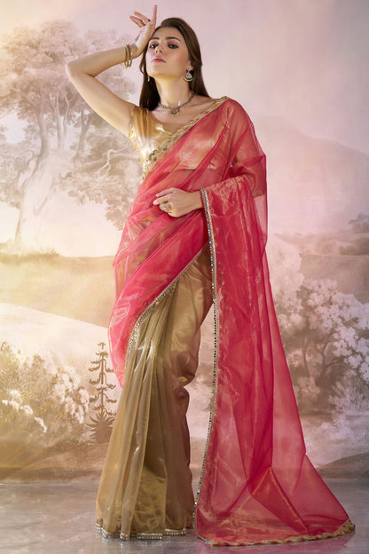 Pink-and-Gold-Colour-Twill-Net-Saree-VSSD1112737