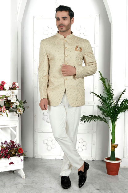 Pista Green Colour Art Silk Jodhpuri Jacket