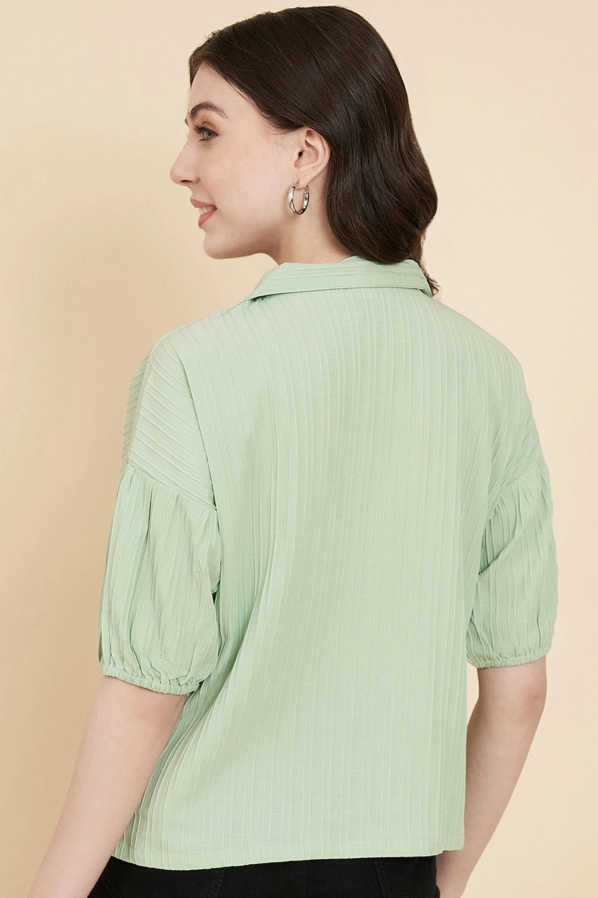 Pista Green Colour Boxy Readymade Top