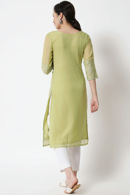 Pista Green Colour Georgette Kurti VSKR1111277