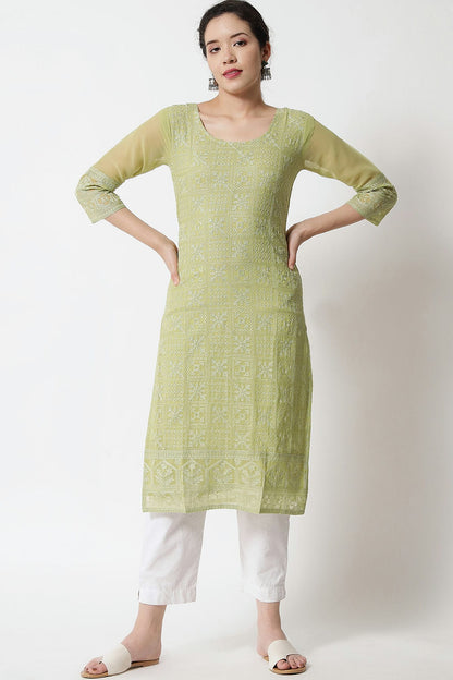 Pista Green Colour Georgette Kurti