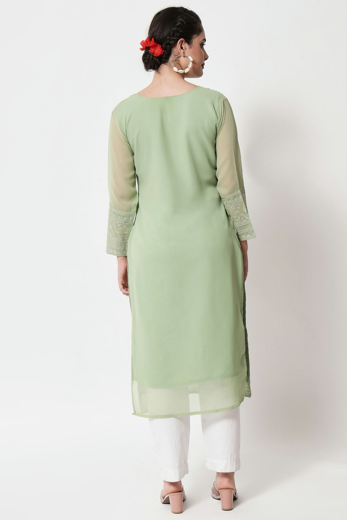 Pista Green Colour Georgette Kurti VSKR1111284