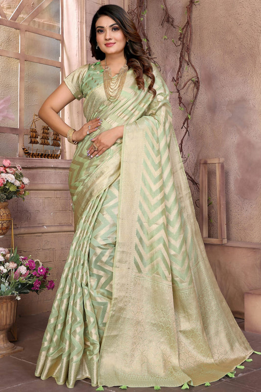 Pista-Green-Colour-Organza-Saree-VSSD1112746