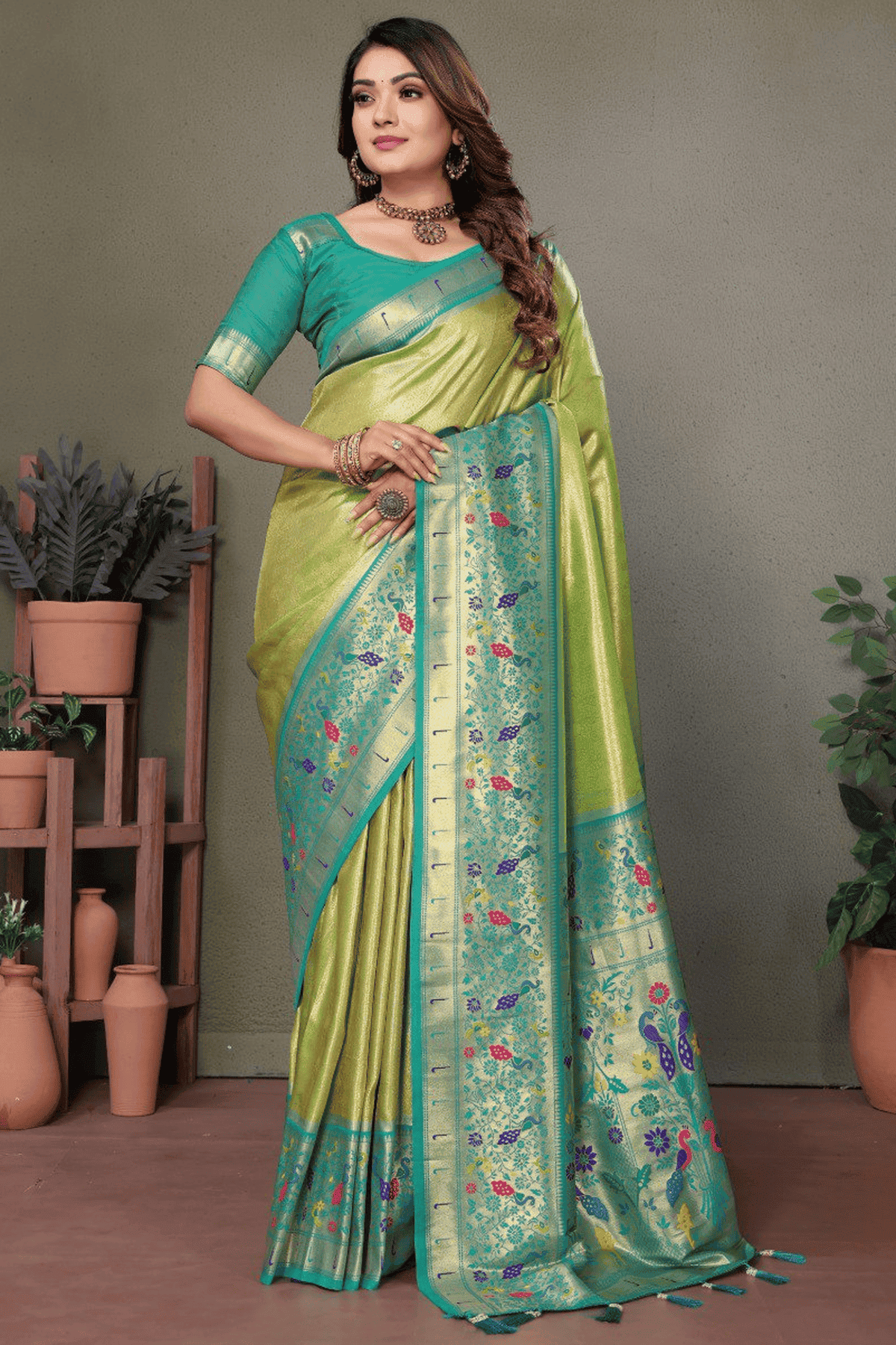 Pista-Green-Colour-Woven-Work-Pure-Banarasi-Tissue-Silk-Traditional-Saree-VSSD1250271