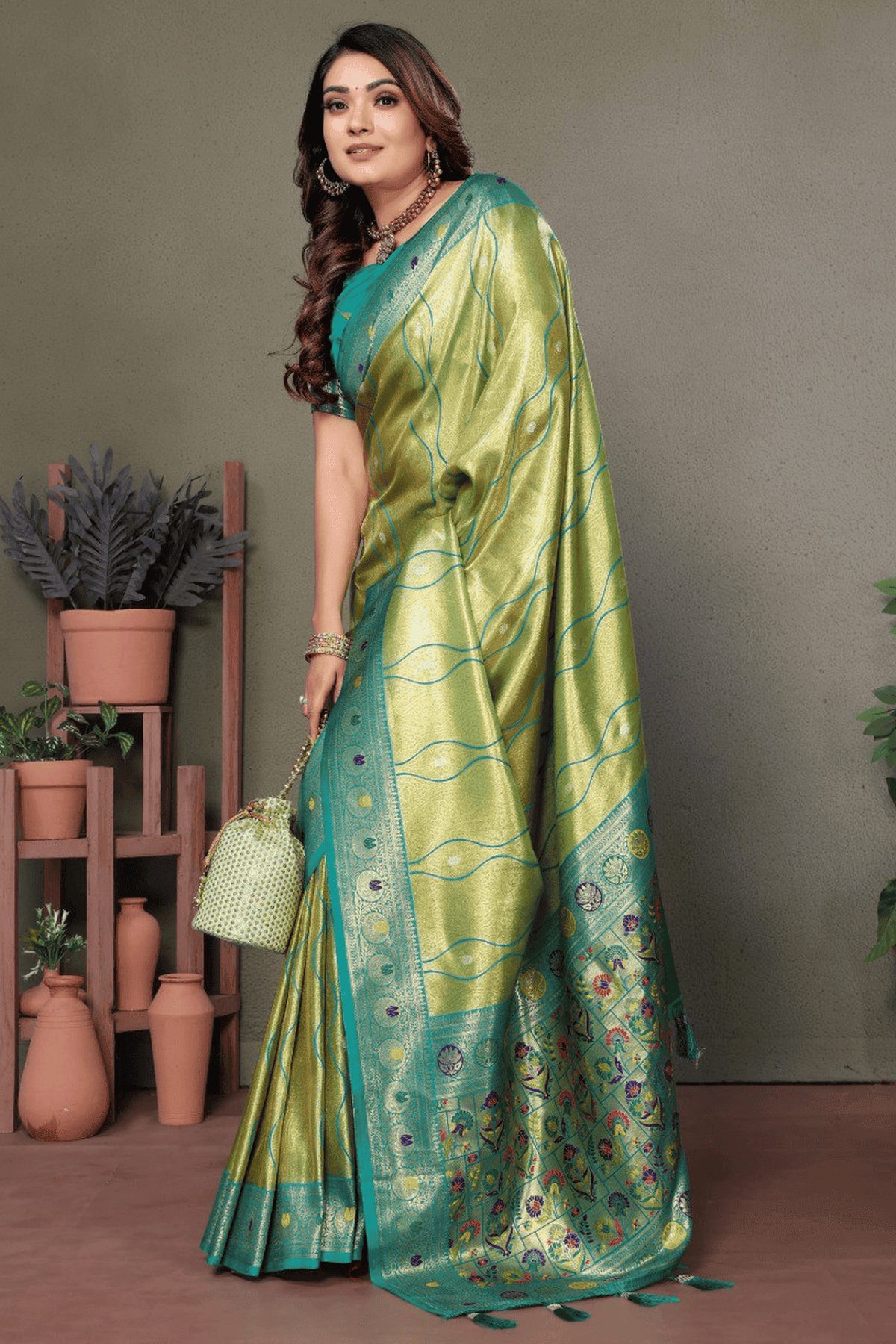 Pista Green Colour Woven Work Pure Banarasi Tissue Silk Traditional Saree VSSD1250322