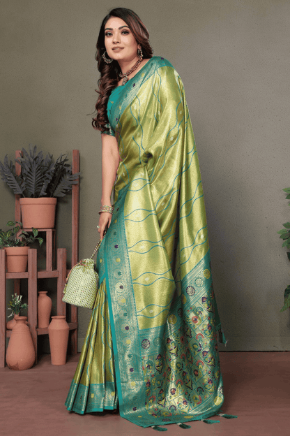 Pista Green Colour Woven Work Pure Banarasi Tissue Silk Traditional Saree VSSD1250322