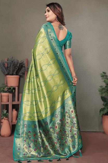 Pista Green Colour Woven Work Pure Banarasi Tissue Silk Traditional Saree VSSD1250322