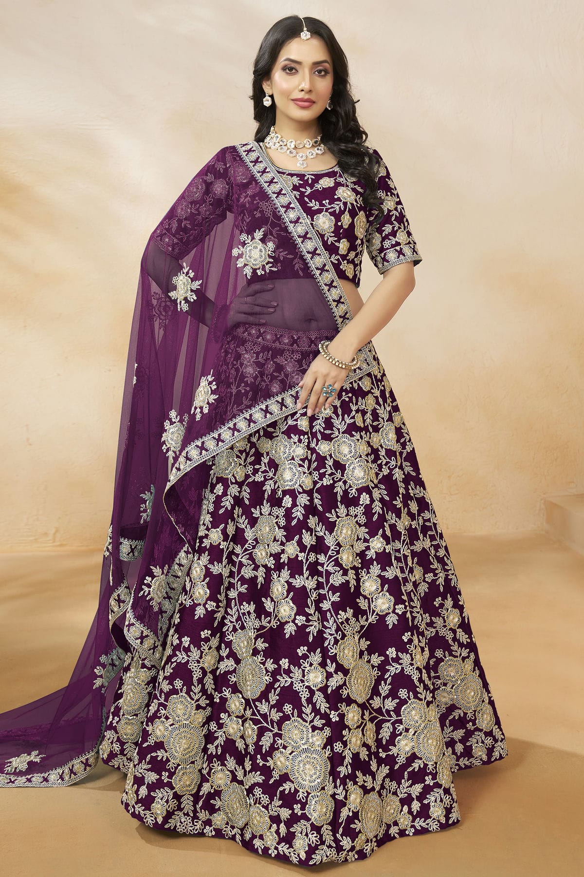 Purple Colour Art Silk Lehenga Choli