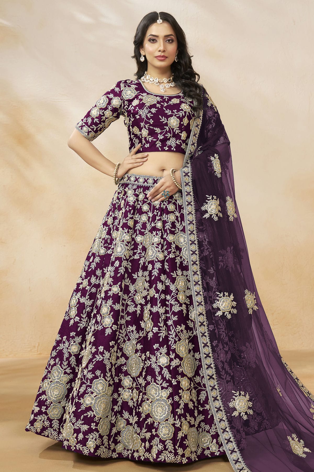 Purple Colour Art Silk Lehenga Choli