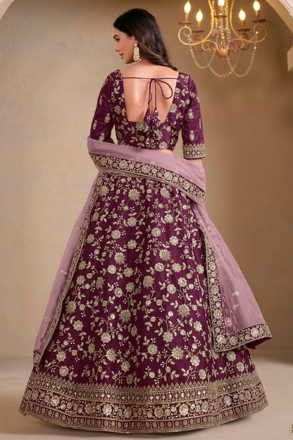 Purple Colour Art Silk Lehenga Choli VSLC1050688