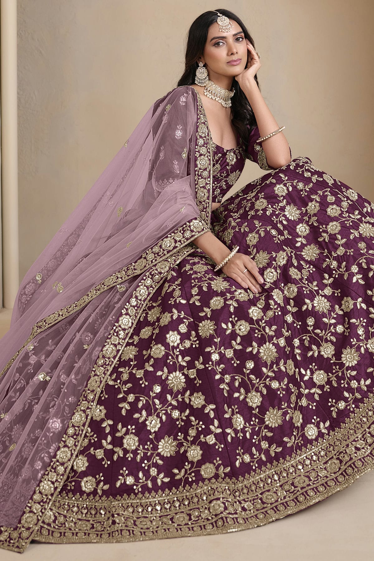 Purple Colour Art Silk Lehenga Choli VSLC1050688