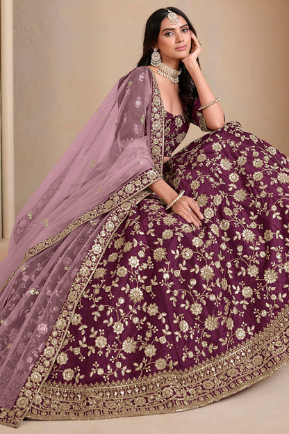 Purple Colour Art Silk Lehenga Choli VSLC1050688