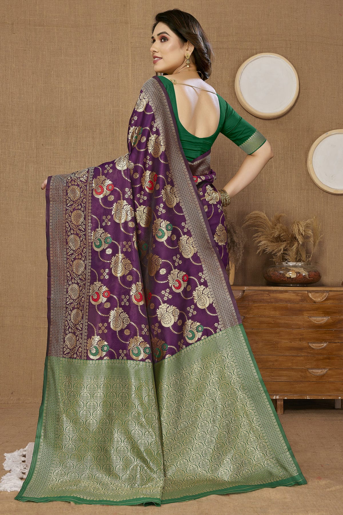 Purple Colour Banarasi Silk Saree