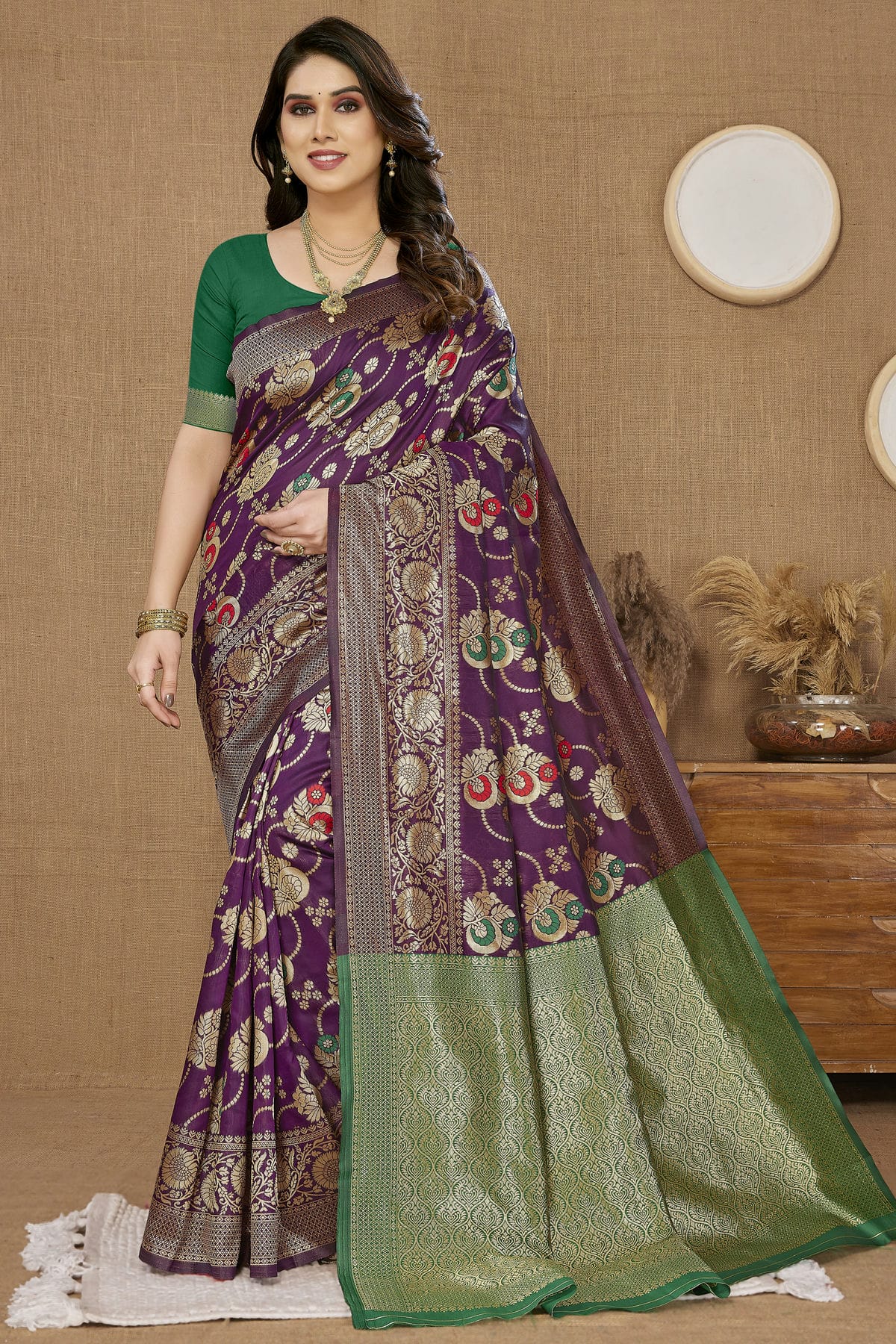 Purple Colour Banarasi Silk Saree