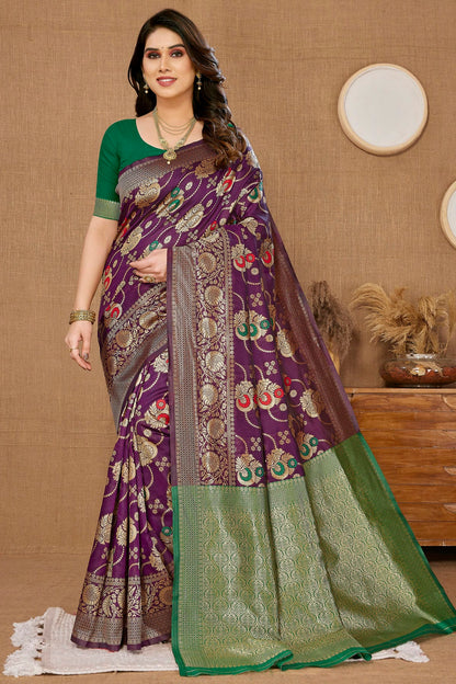 Purple Colour Banarasi Silk Saree