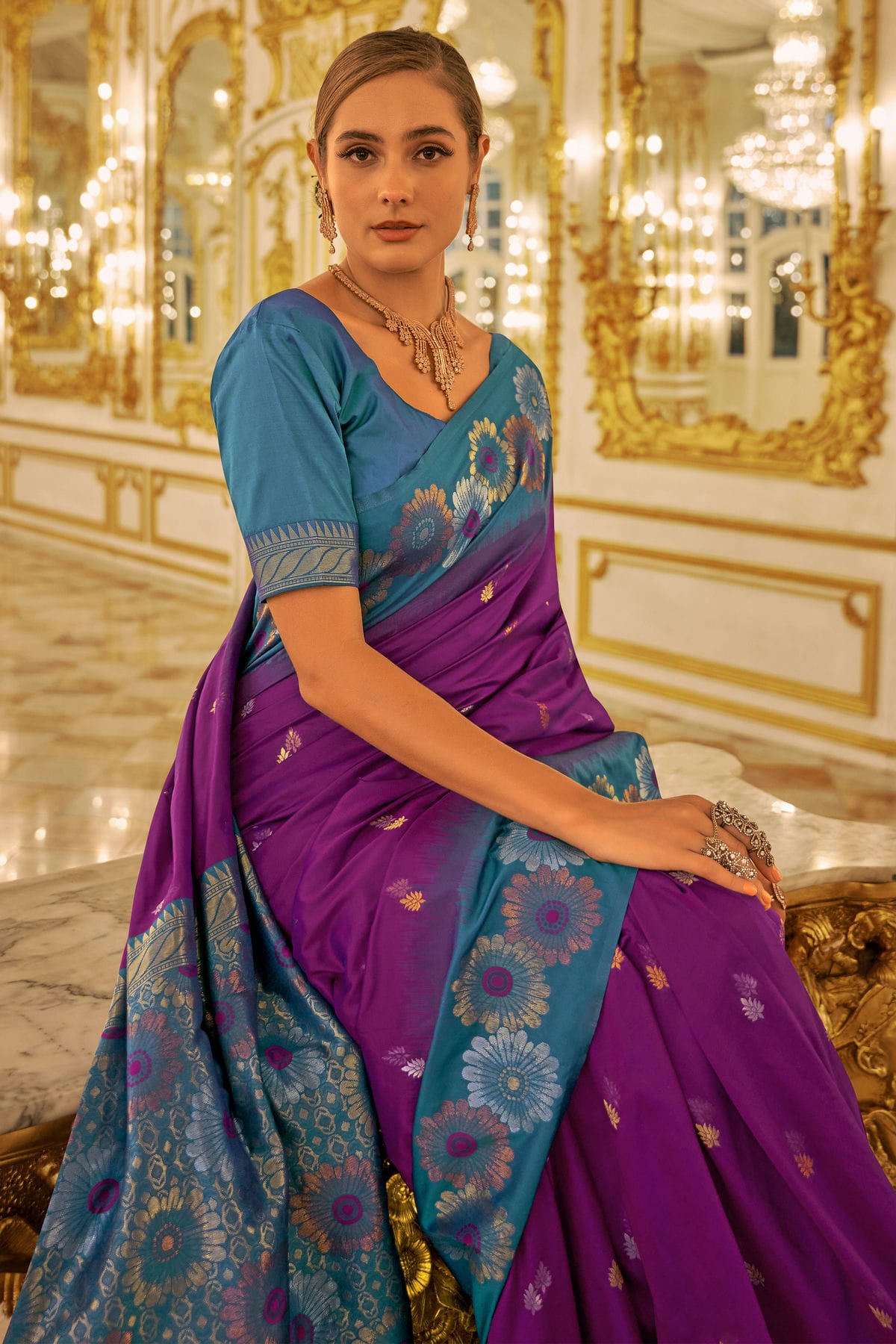 Purple Colour Banarasi Silk Saree