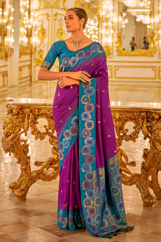 Purple Colour Banarasi Silk Saree