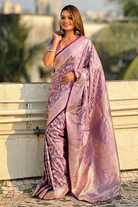 Purple Colour Banarasi Silk Traditional Saree