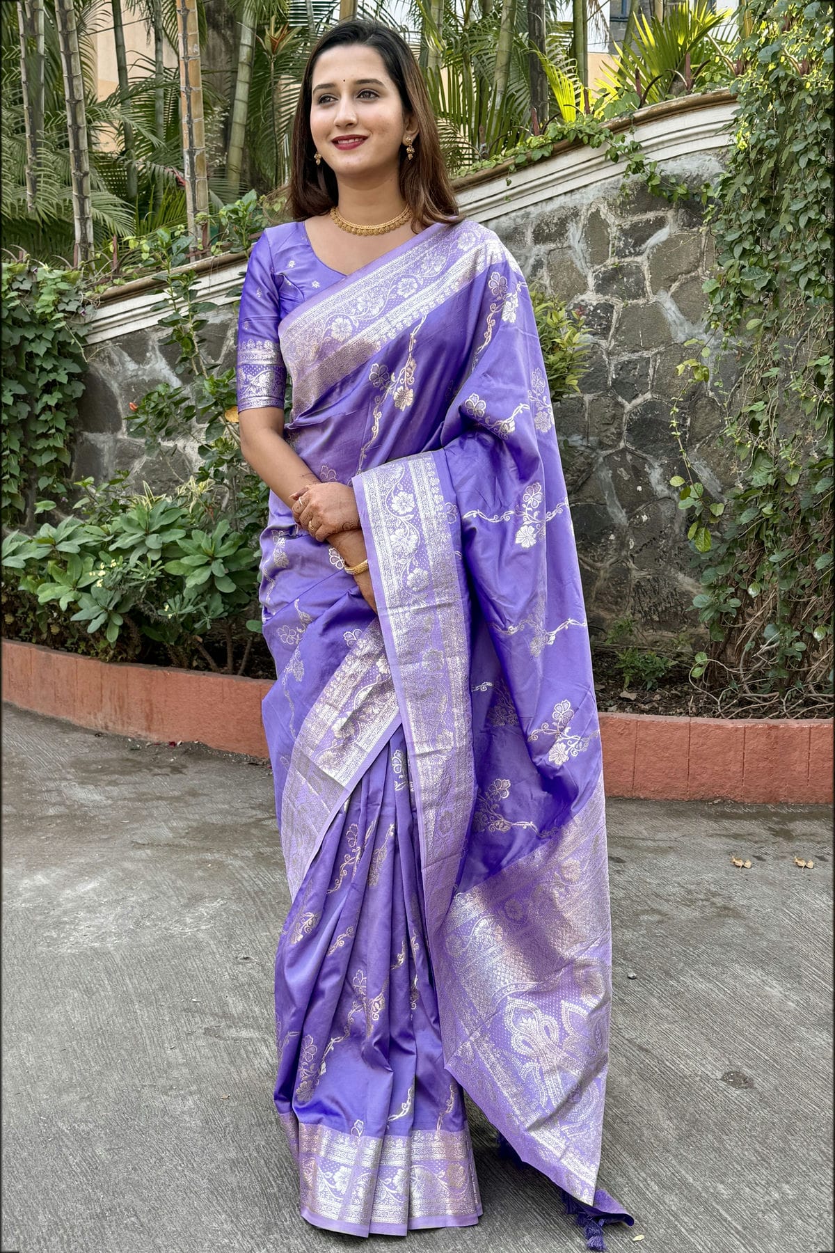 Purple Colour Banarasi Silk Traditional Saree