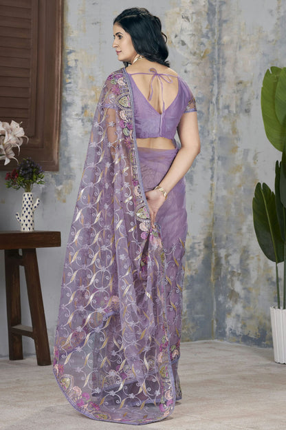 Purple Colour Butterfly Net Designer Saree VSSD1112565