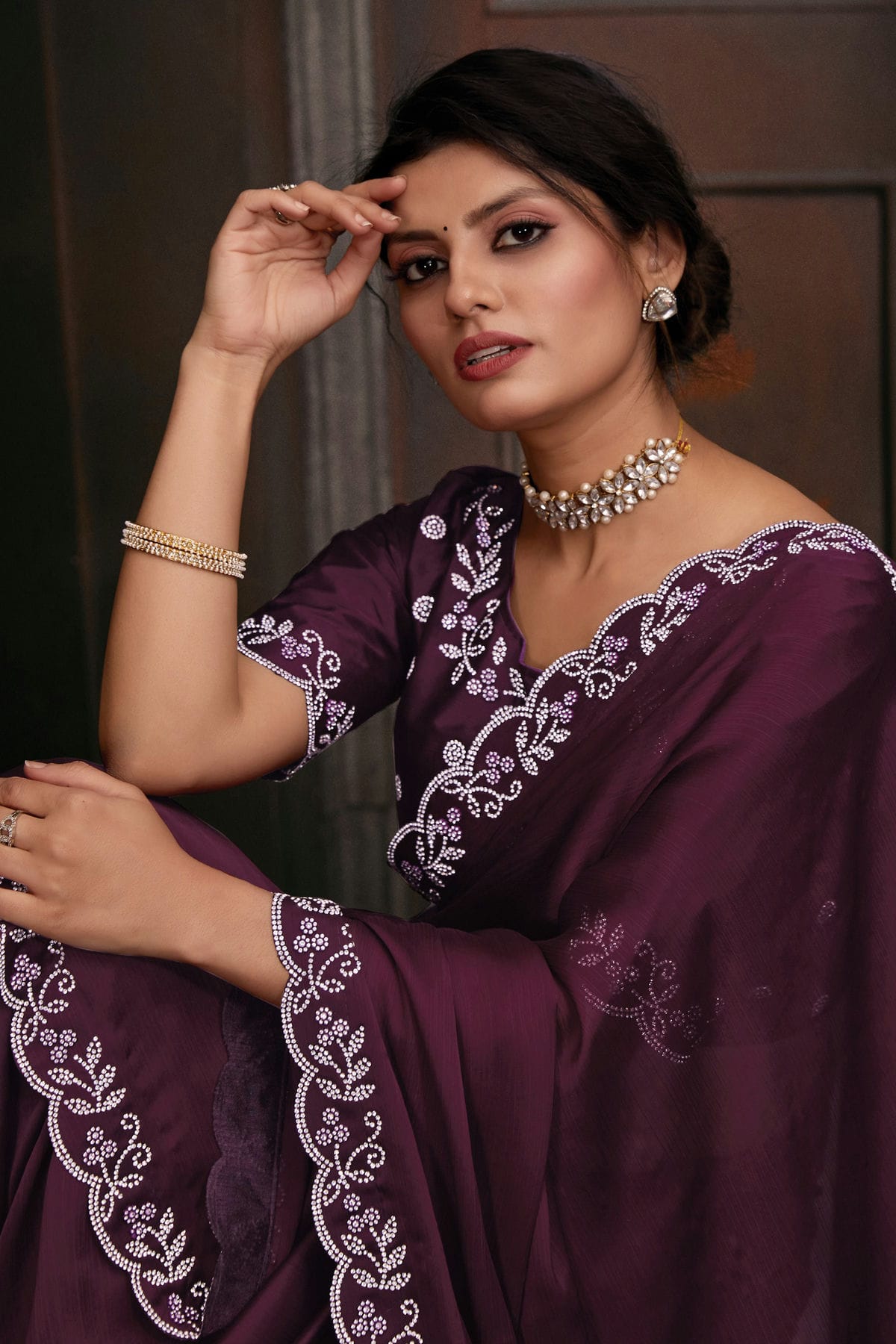 Purple Colour Chiffon Designer Saree VSLC1121772