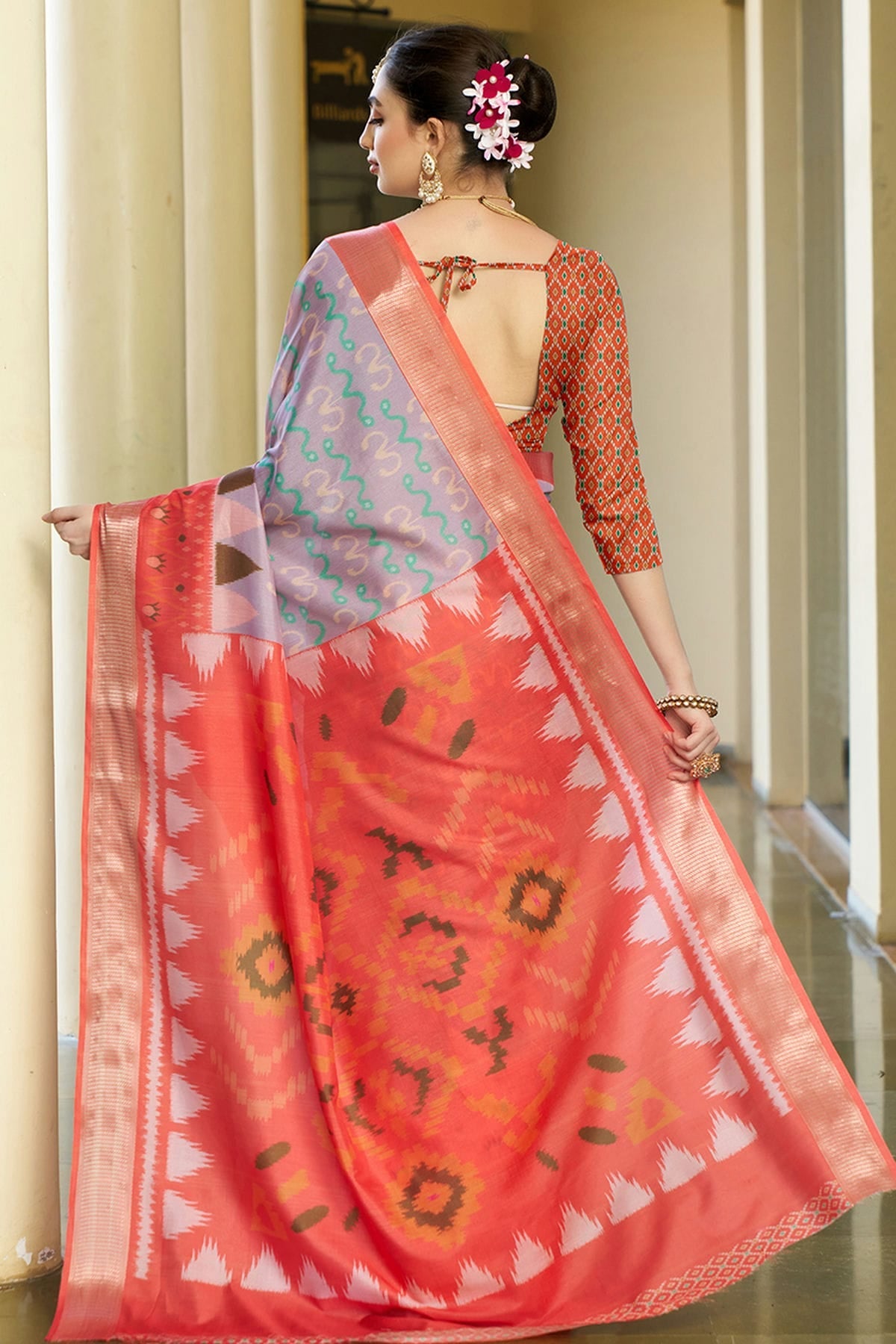 Purple Colour Crepe Traditional Saree