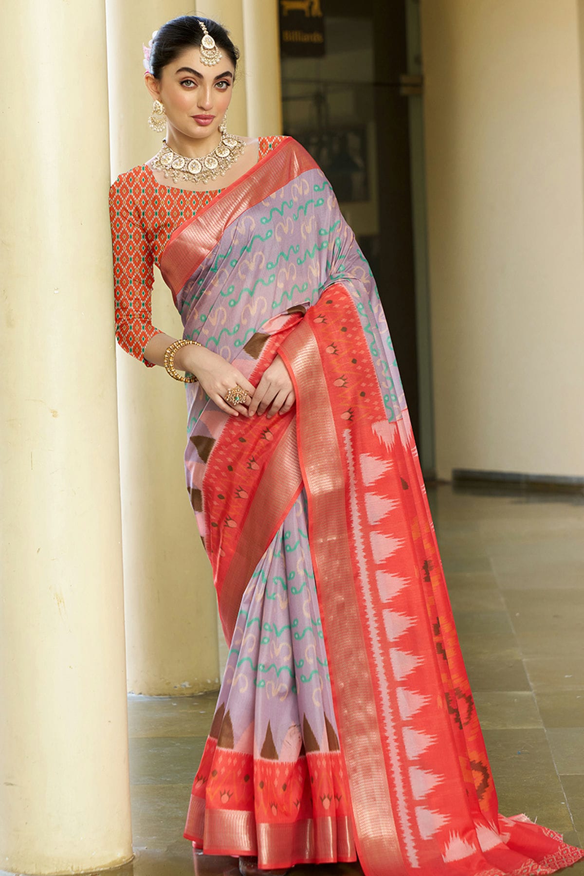 Purple Colour Crepe Traditional Saree